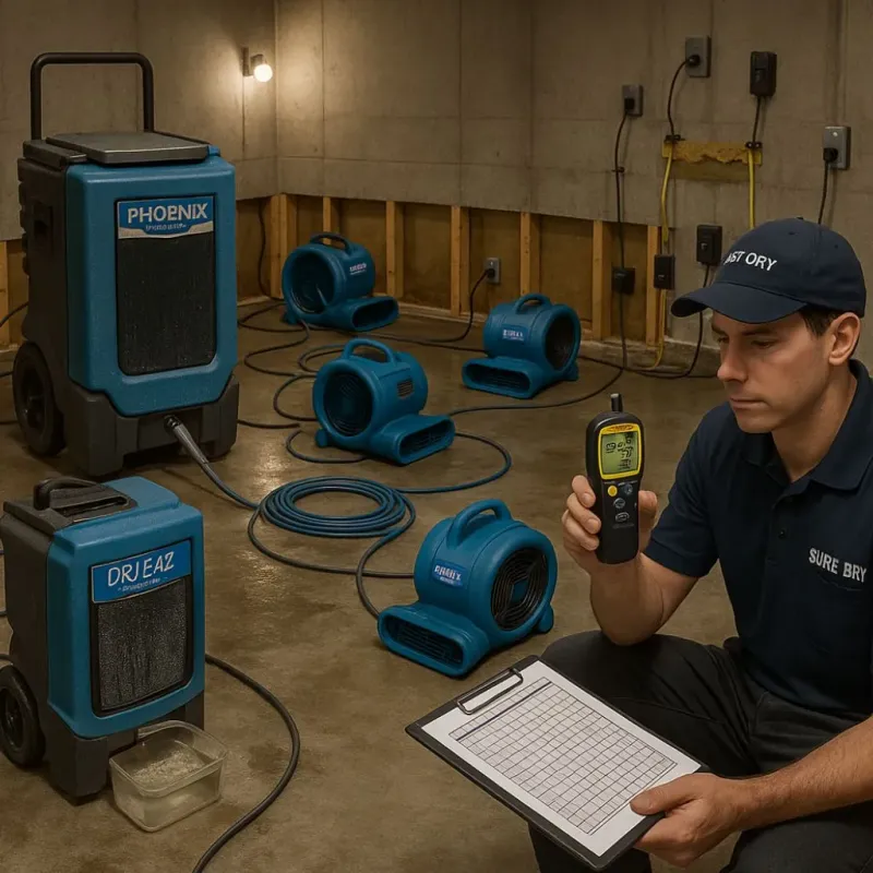 Structural Drying and Dehumidification process in Somerset, MA
